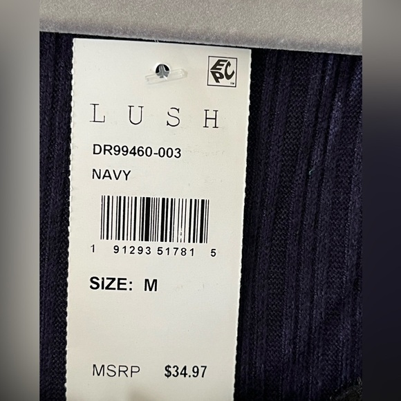 NWT Lush Brand Navy Stretchy Bodycon Dress Women’s size medium - Picture 8 of 15